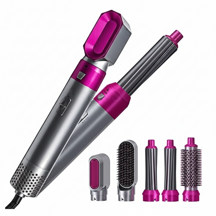 5-in-1 Warmluft Haarstyler mit Föhn-, Glätt- &amp; Lockenaufsätzen | Volumen, Glanz &amp; Anti-Frizz Stylinggerät für alle Haartypen