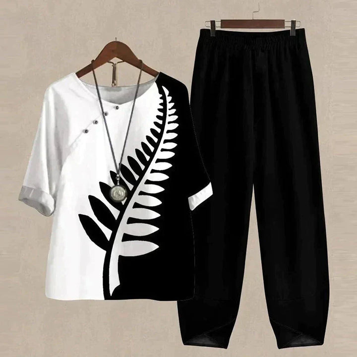 Damen-Zweiteiler mit Hemd &amp; High-Waist-Hose | Elegantes Hosen-Set mit lockerer Passform für Alltag &amp; Freizeit