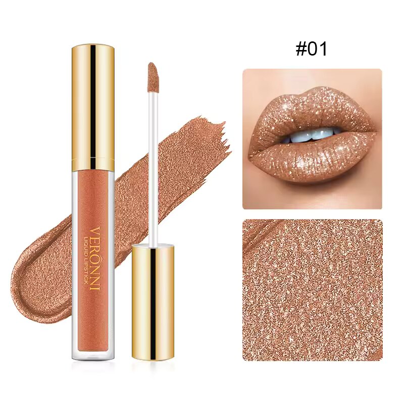 Glänzender Liquid Lipstick mit Schimmer | Langanhaltende Farbe bis zu 12 Std. | Pflege mit Kamille &amp; Sojaextrakten, weich &amp; strahlend