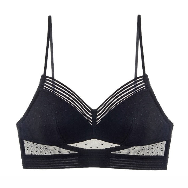 Soutien-gorge push-up sans bretelles en dentelle à pois | Rembourrage léger et maintien sûr | Doux, confortable et adapté à l&