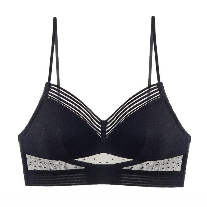Soutien-gorge push-up sans bretelles en dentelle à pois | Rembourrage léger et maintien sûr | Doux, confortable et adapté à l&