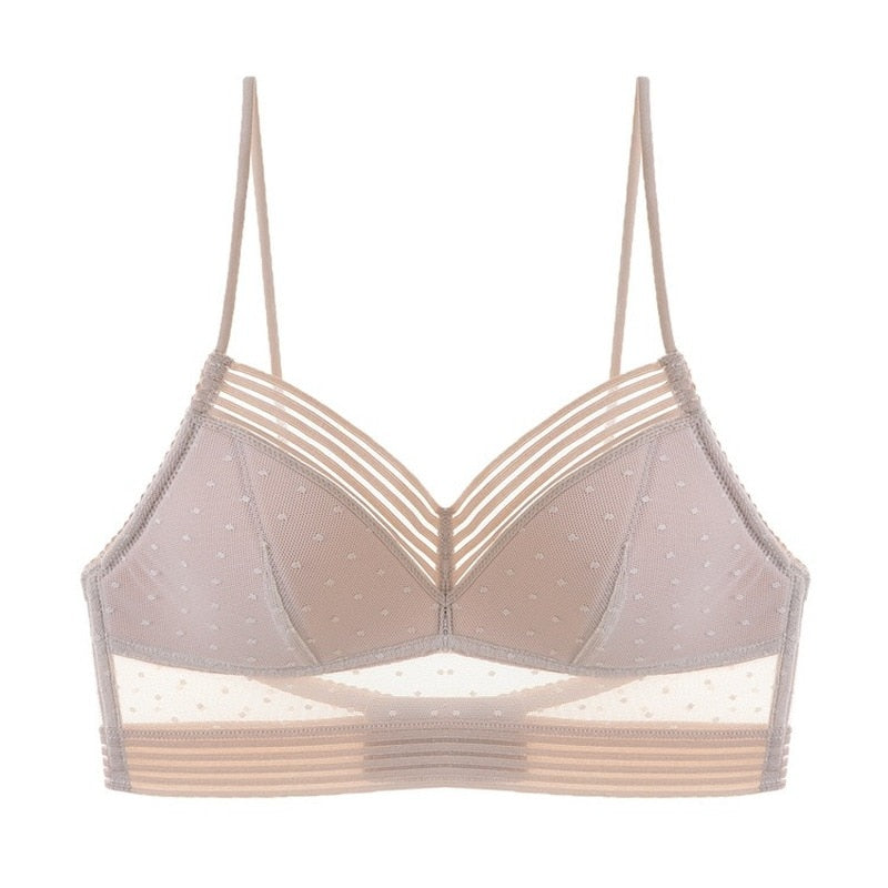 Soutien-gorge push-up sans bretelles en dentelle à pois | Rembourrage léger et maintien sûr | Doux, confortable et adapté à l&