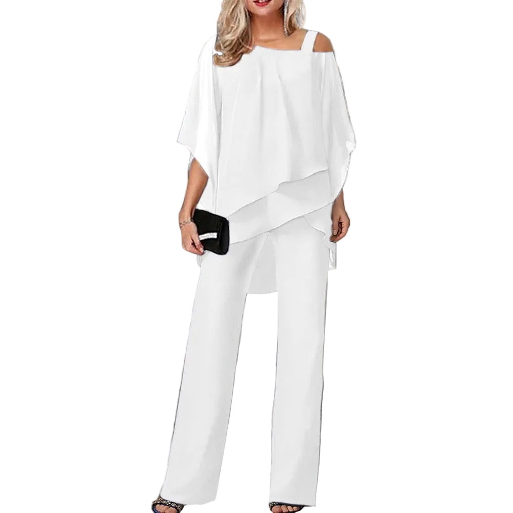 Eleganter Damen Jumpsuit mit Cold-Shoulder | langes Bein &amp; figurbetont | zeitlos kombinierbar für Events &amp; Büro