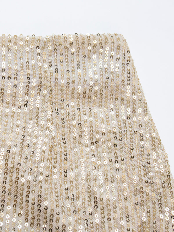 Damen Paillettenrock lang | Glitzernder Maxirock mit Reißverschluss und gerader Passform | Festlicher Rock für Damen