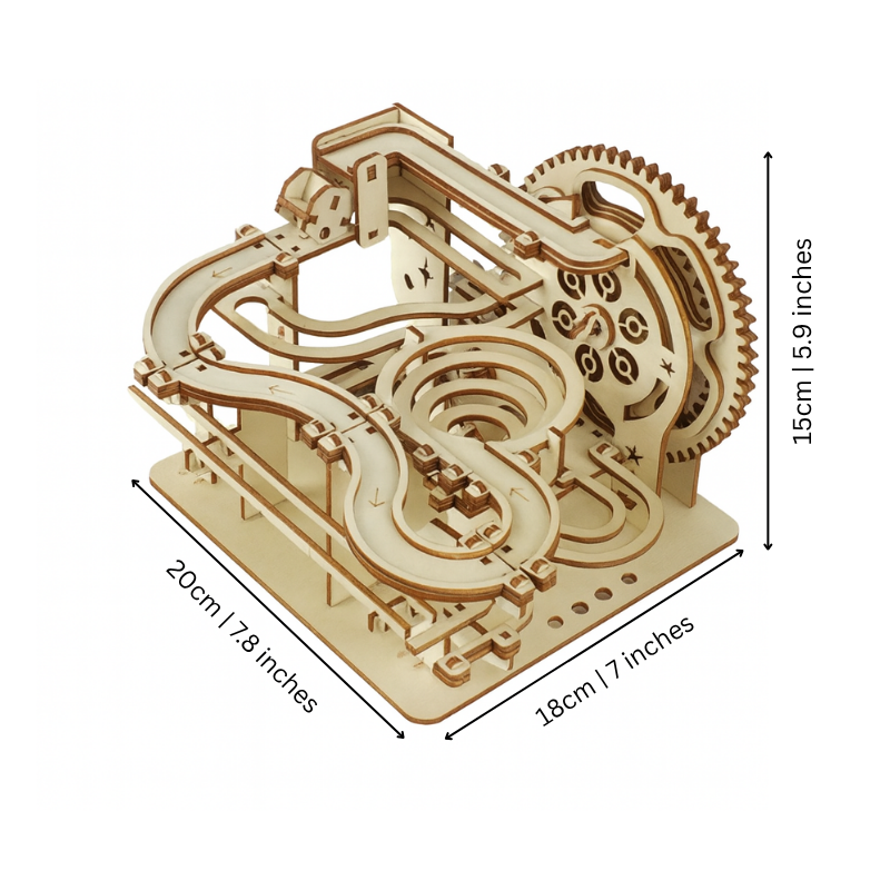 Holz-Kugelbahn Bausatz | Mechanisches 3D-Holzpuzzle mit Zahnrädern zum Selberbauen für Modellbau-Fans