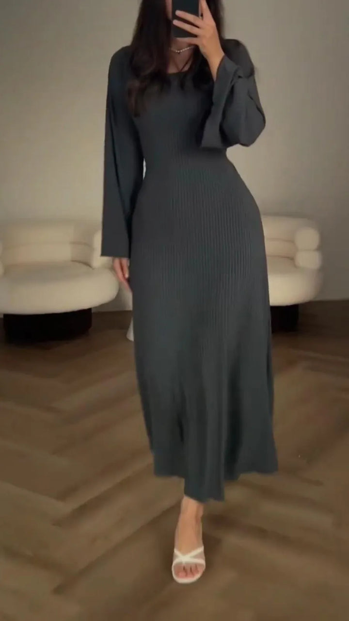Bodycon-Maxikleid mit Korsett-Schnürung | Flatterärmel &amp; ausgestellter Rock | figurbetont, bequem mit Stretch | S–L