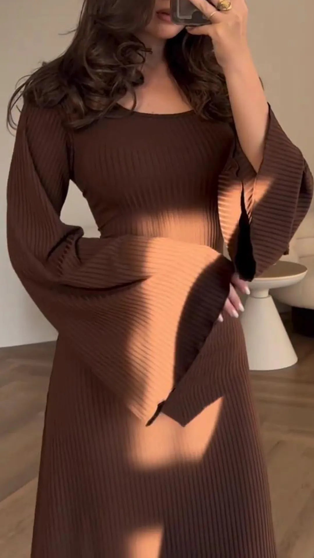 Bodycon-Maxikleid mit Korsett-Schnürung | Flatterärmel &amp; ausgestellter Rock | figurbetont, bequem mit Stretch | S–L
