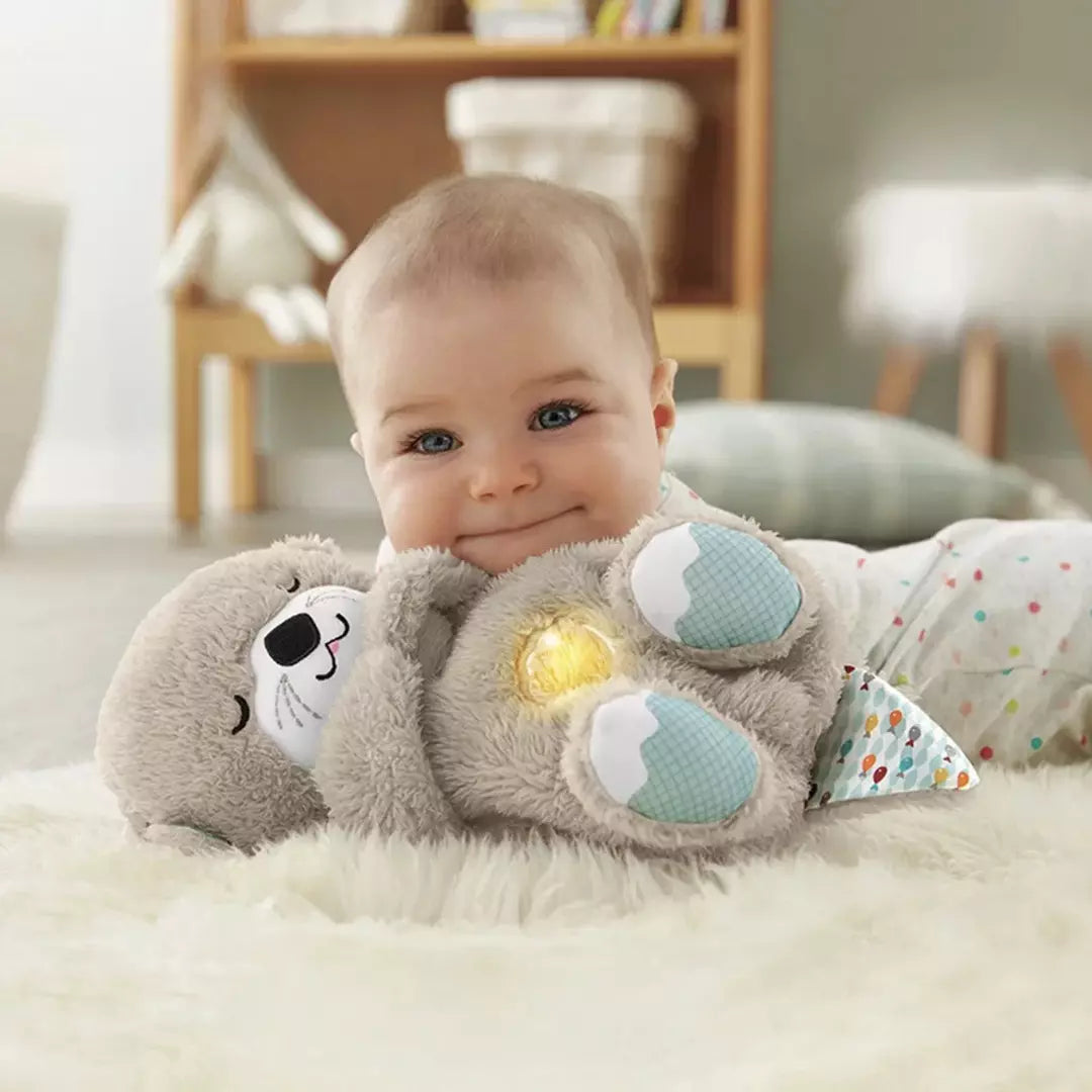 Peluche calmante per bambini 30 cm | Movimento respiratorio, luce soffusa e suoni | Timer fino a 30 min, volume | Lavabile