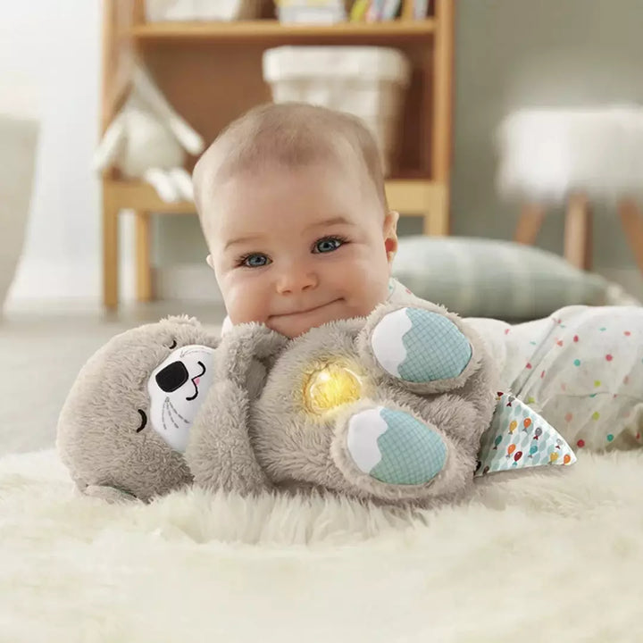 Peluche calmante per bambini 30 cm | Movimento respiratorio, luce soffusa e suoni | Timer fino a 30 min, volume | Lavabile