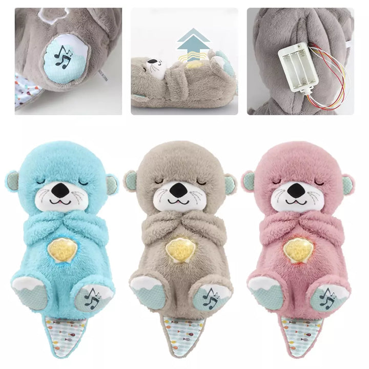 Peluche calmante per bambini 30 cm | Movimento respiratorio, luce soffusa e suoni | Timer fino a 30 min, volume | Lavabile