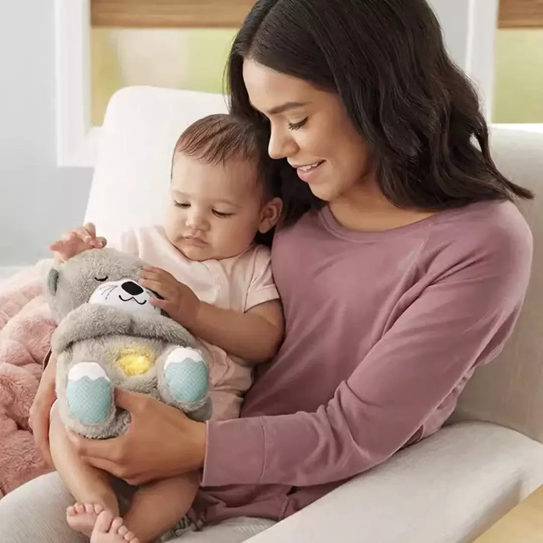 Peluche calmante per bambini 30 cm | Movimento respiratorio, luce soffusa e suoni | Timer fino a 30 min, volume | Lavabile