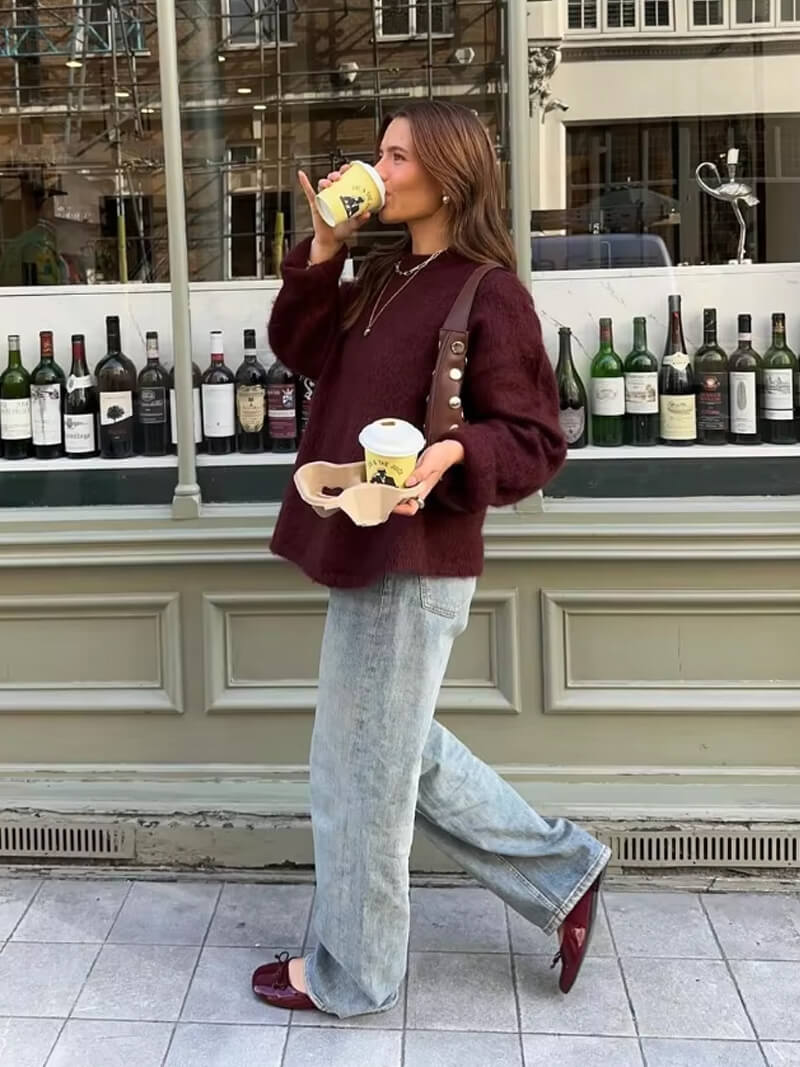 Damen Strickpullover mit Rundhalsausschnitt | Warmer Pullover mit lockerer Passform und weicher Strickstruktur für Herbst und Winter