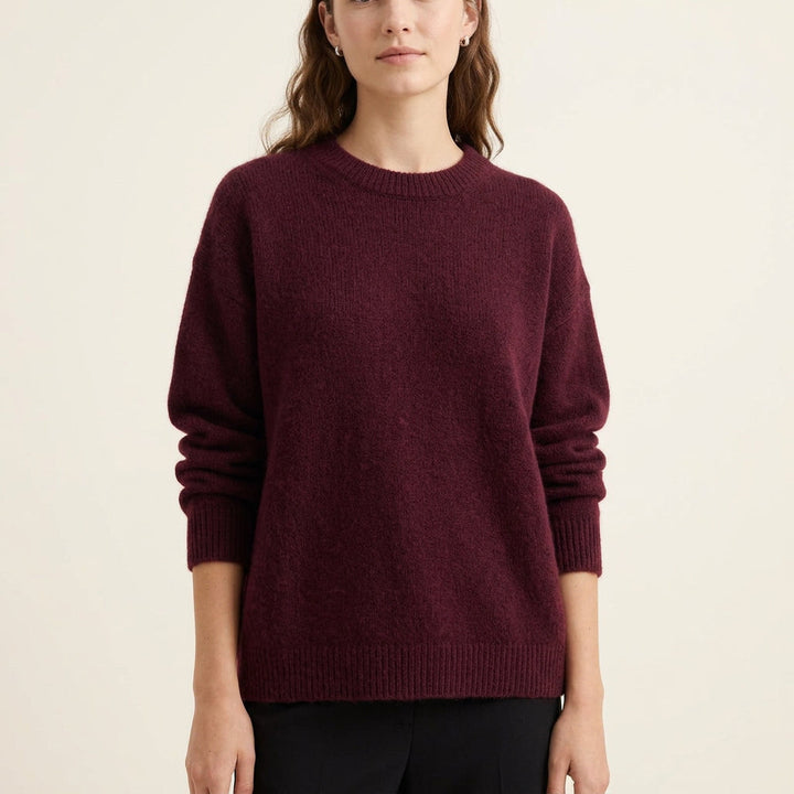 Damen Strickpullover mit Rundhalsausschnitt | Warmer Pullover mit lockerer Passform und weicher Strickstruktur für Herbst und Winter