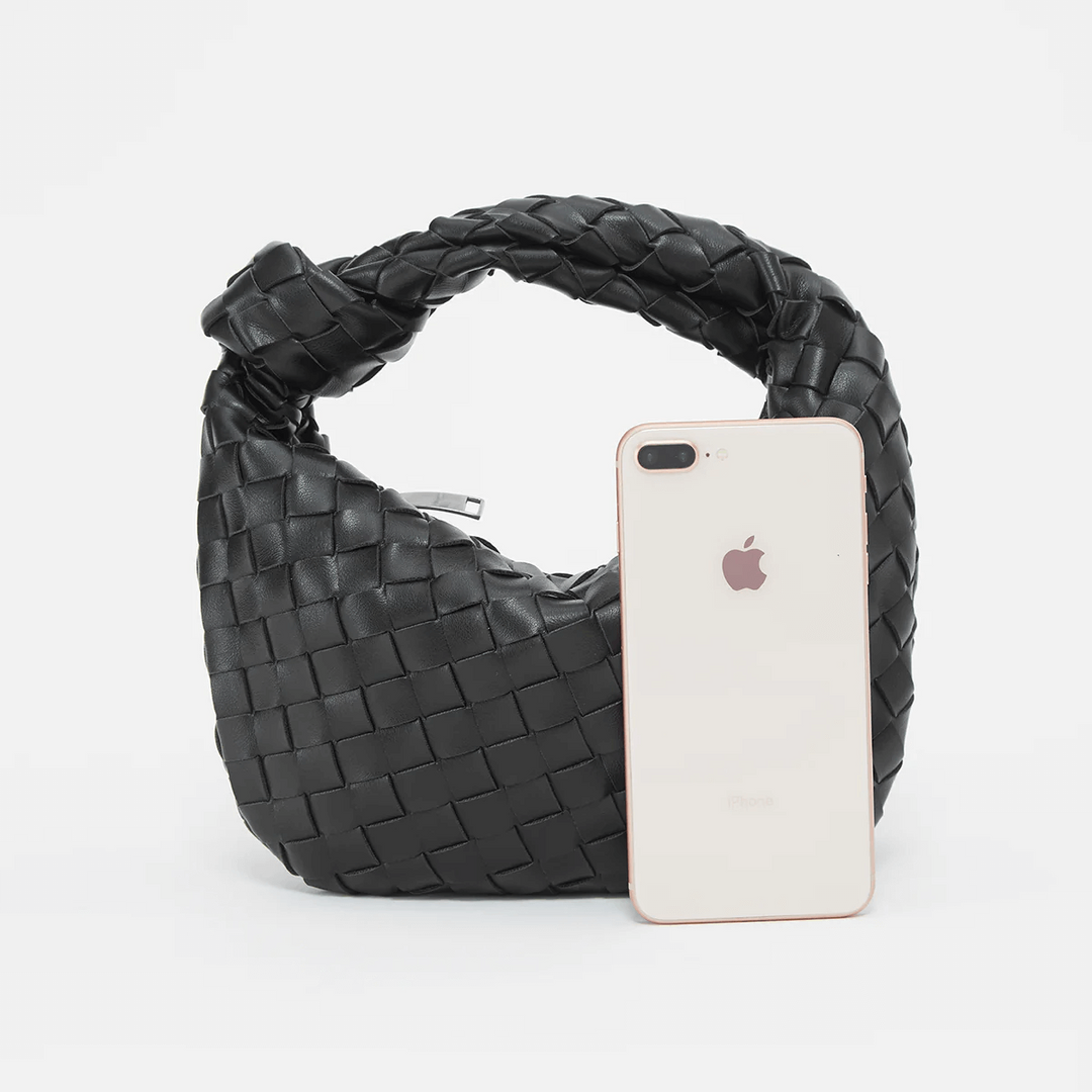 Dámska crossbody taška | Pletený dizajn | Vegánska koža a strieborné detaily | MiniTextil