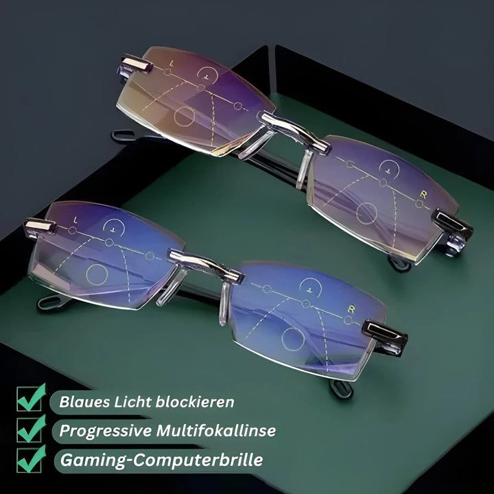 Gleitsichtbrille mit Blaulichtfilter | UV400 Schutz | Kratzfeste Polycarbonat-Linsen | Anti-Reflex, ultraleicht, unisex
