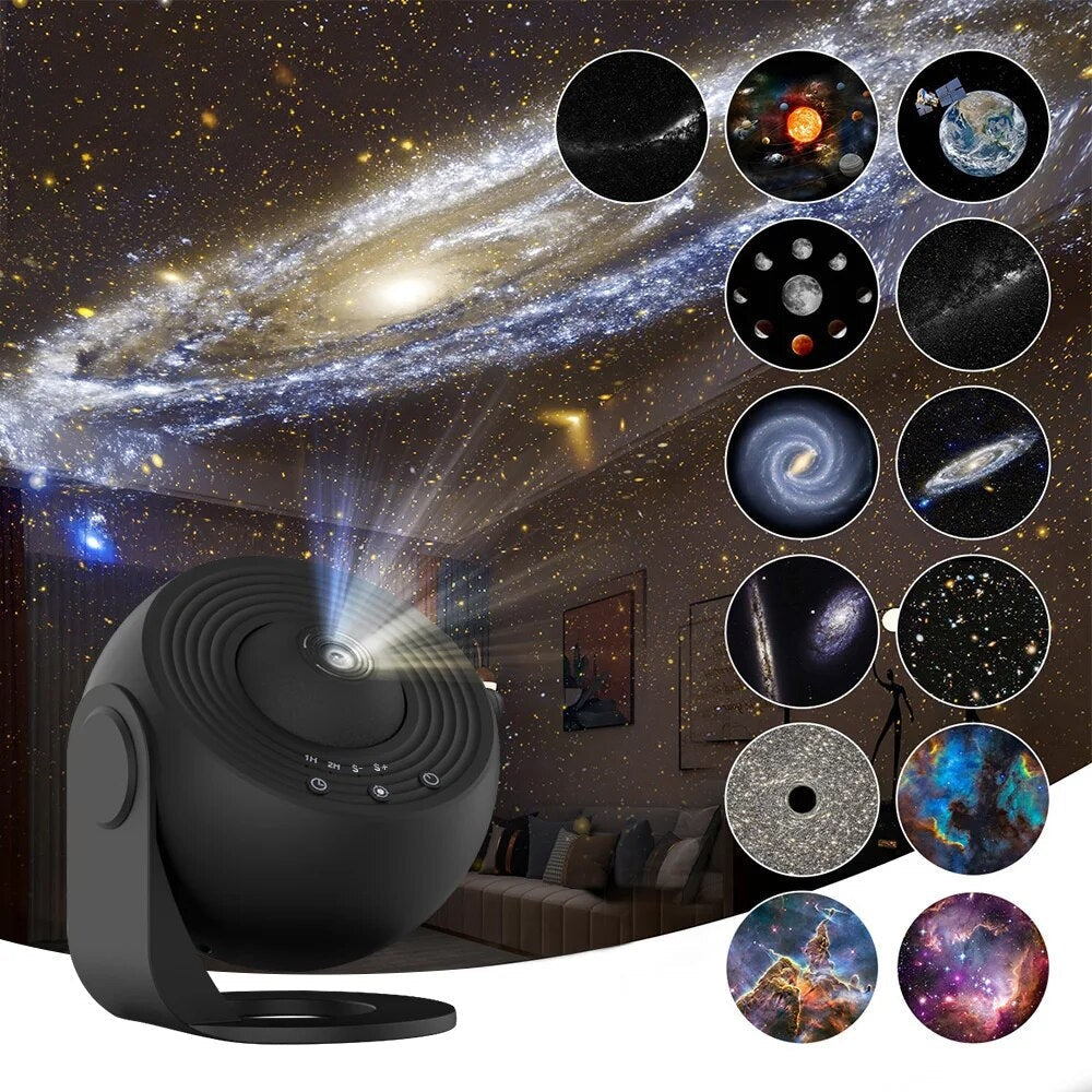 GalaxieLeuchten projektor nočnej oblohy s 13 HD motívmi | tichá galaxia lampa a ambientné svetlo | nastaviteľné zaostrenie, časovač, USB 5V™ projektor nočnej oblohy