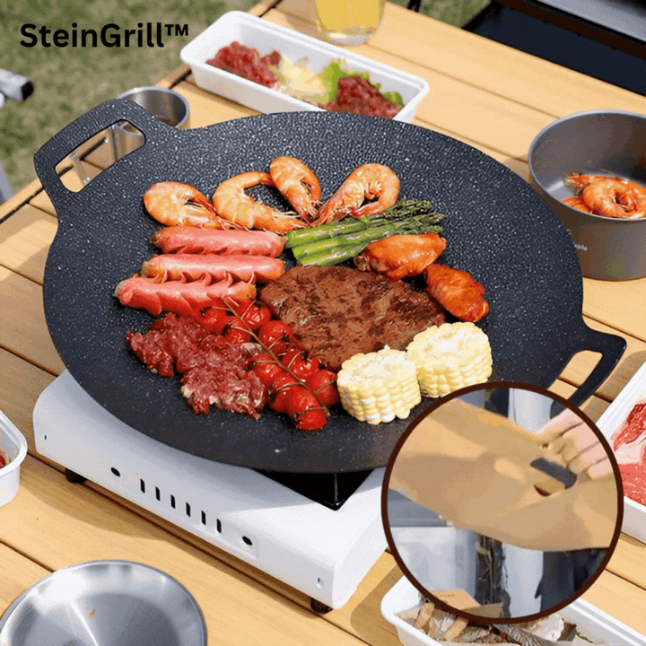 Steinpfanne Antihaft 28 cm | Gleichmäßige Hitze für Anbraten &amp; Grillen | Für alle Herdarten geeignet