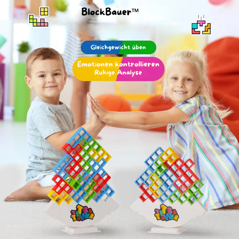 3D Tetris Stapelspiel mit 16 Bausteinen | Geschicklichkeits- &amp; Denkspiel für Kinder &amp; Erwachsene | Fördert Konzentration &amp; Motorik