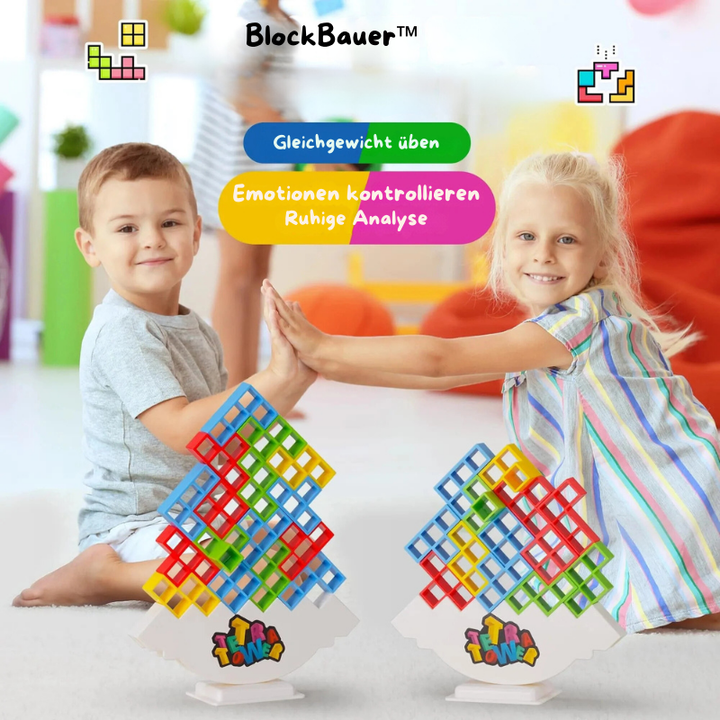 3D Tetris Stapelspiel mit 16 Bausteinen | Geschicklichkeits- &amp; Denkspiel für Kinder &amp; Erwachsene | Fördert Konzentration &amp; Motorik