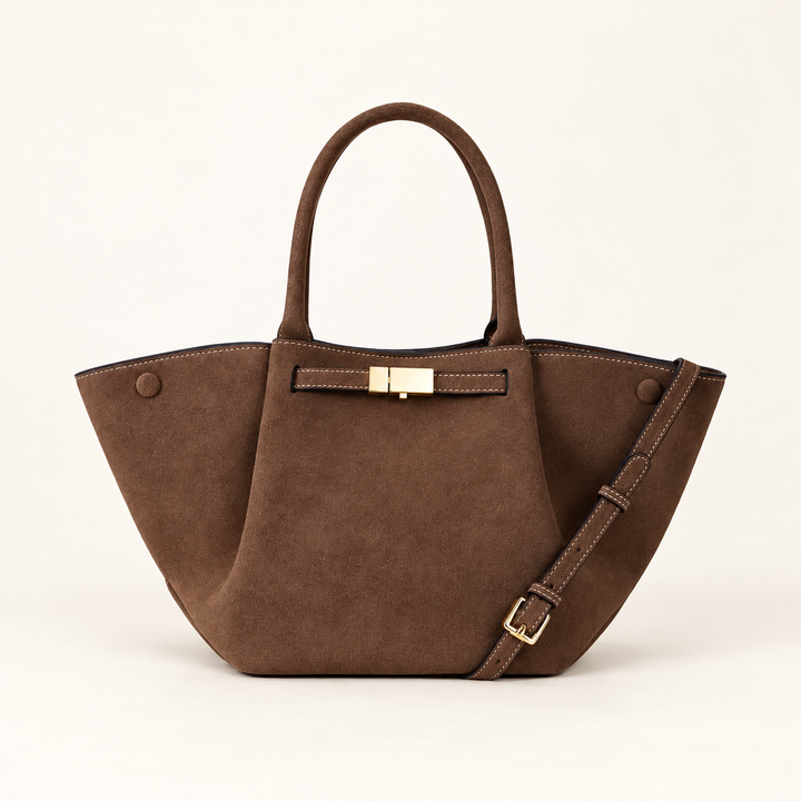Damen Handtasche | Strukturierte Tote Bag mit Magnetverschluss, Tragegriffen und verstellbarem Schulterriemen für Büro und Alltag