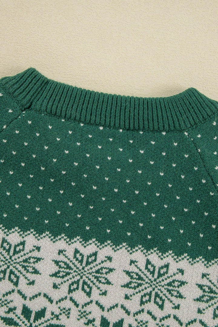 Damen Weihnachtspullover mit Schneeflocken | Weicher Strickpullover mit Punktemuster, Rundhalsausschnitt und langen Ärmeln