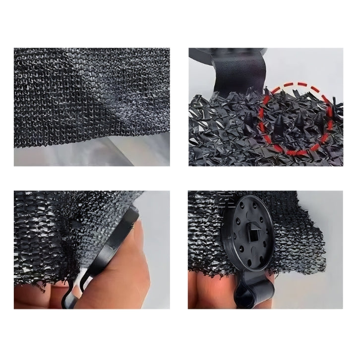 Csipeszek árnyékoló hálóhoz és napellenző ponyvához, 50 darab | Lock-Grip a szél miatti elcsúszás ellen | Kertbe és teraszra | Műanyag fekete, 6×4 cm