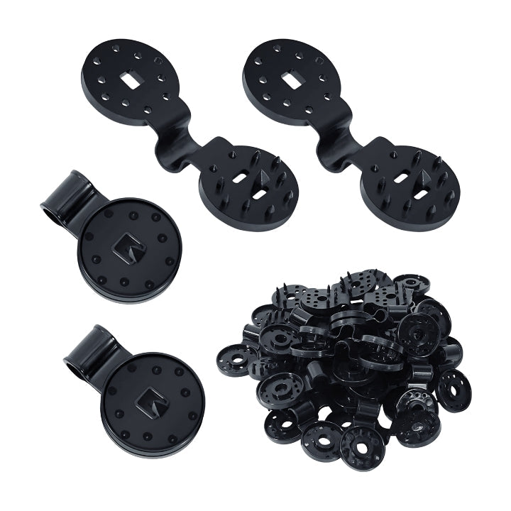 Csipeszek árnyékoló hálóhoz és napellenző ponyvához, 50 darab | Lock-Grip a szél miatti elcsúszás ellen | Kertbe és teraszra | Műanyag fekete, 6×4 cm