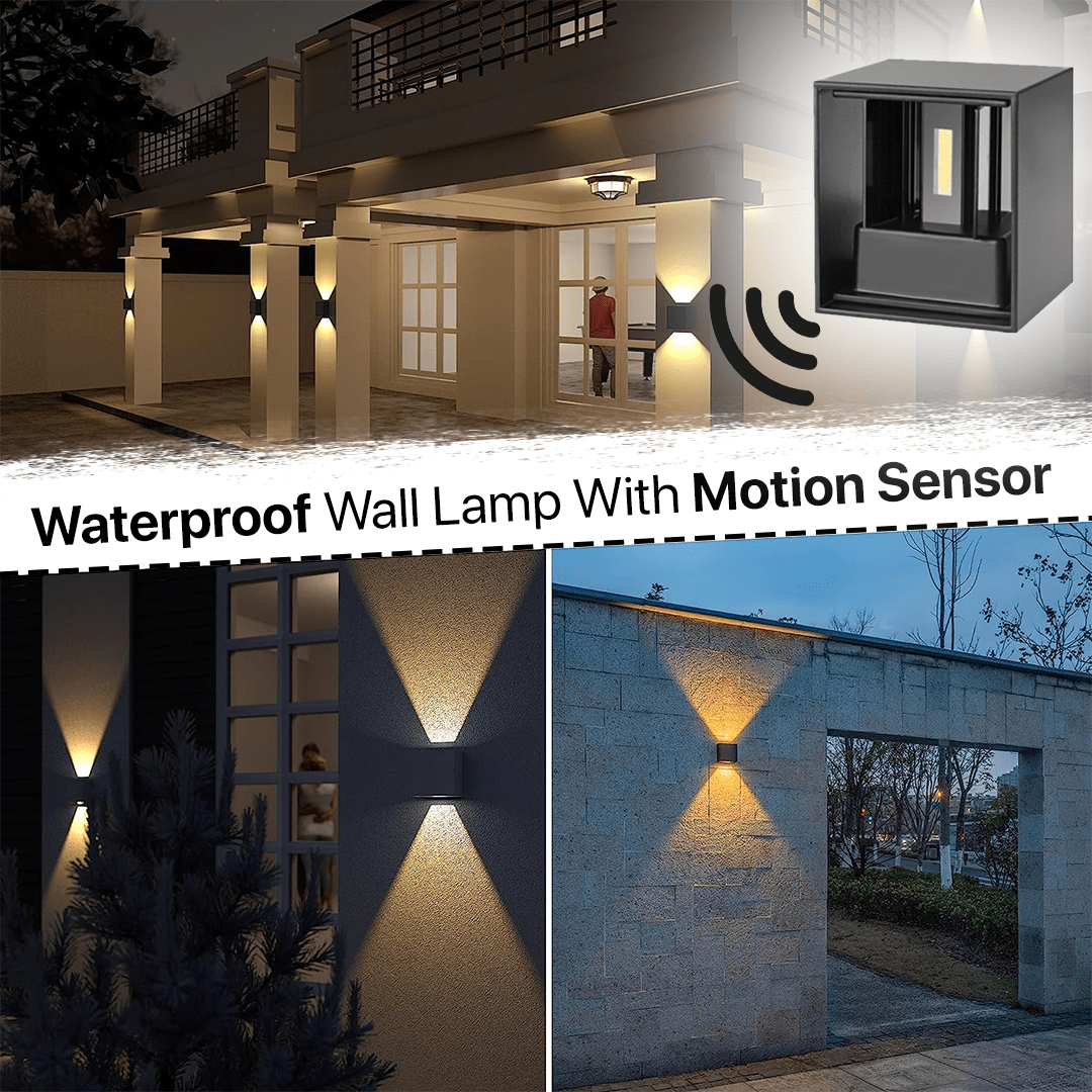 HelleNacht™ Lampada da parete LED premium | Impermeabile IP65 | Sensore di movimento | Luce calda up &amp; down