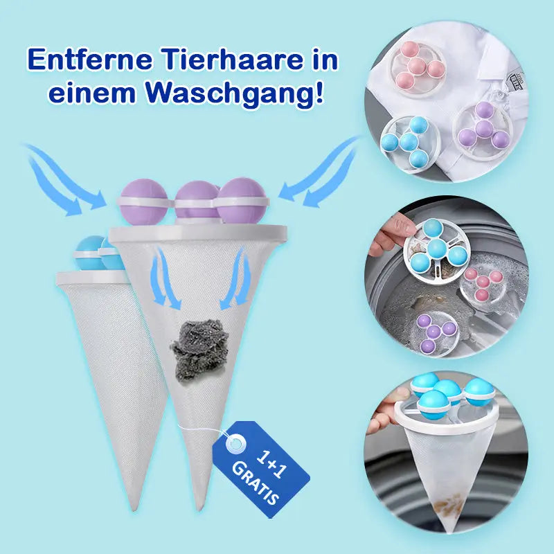 Pet Hair Remover for Washing Machine | Reusable laundry aid with mesh bag &amp; balls | For hair &amp; lint