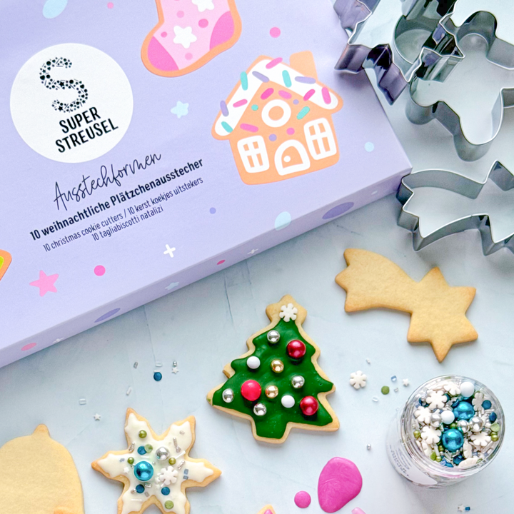 Weihnachts Ausstechformen 10er Set | Keksausstecher aus rostfreiem Edelstahl mit Weihnachtsmotiven | Spülmaschinengeeignet