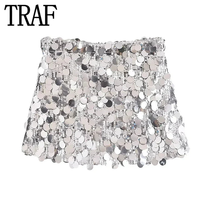 Damen Paillettenrock Mini | Kurzer Glitzerrock mit funkelnden Pailletten für Partys, Abendveranstaltungen und festliche Looks