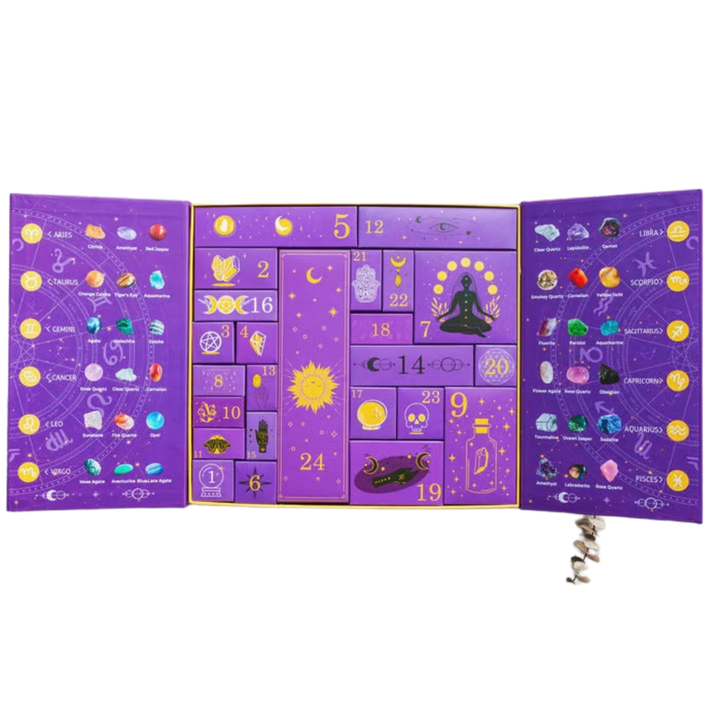 CrystalNight™ Halloween Countdown Box | 31 Magische Nächte | Edelstein-Adventskalender &amp; Mystic-Dekofigur