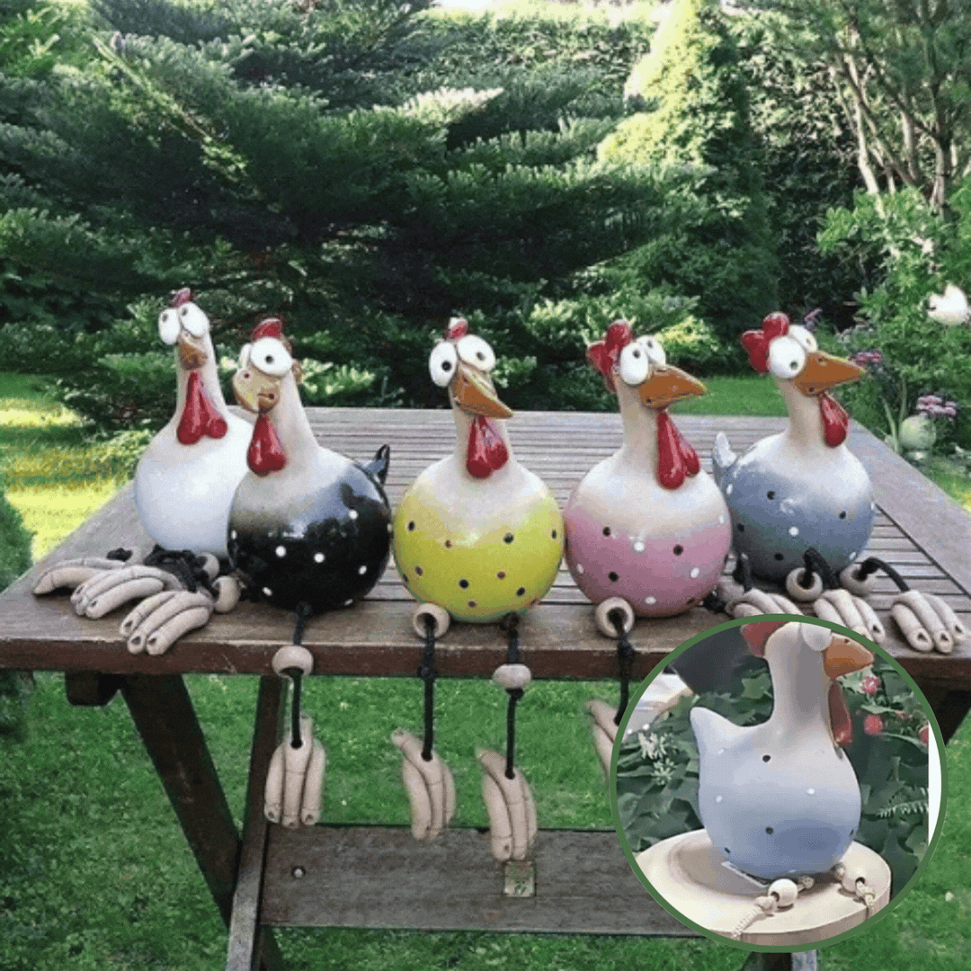 Decorative Chicken Garden Figurine made of Resin | 28 cm Weatherproof &amp; Waterproof | For Garden, Terrace or Kitchen | Cheerful Design