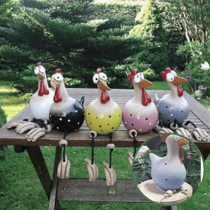 Decorative Chicken Garden Figurine made of Resin | 28 cm Weatherproof &amp; Waterproof | For Garden, Terrace or Kitchen | Cheerful Design