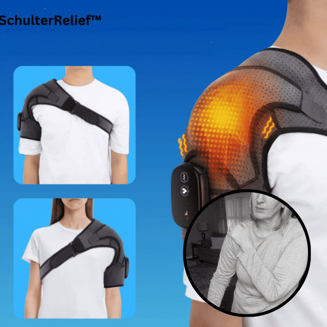 Appareil de thérapie pour épaules SchulterRelief avec chaleur &amp; vibration | 3 modes pour relaxation &amp; circulation | Portable gauche/droite | Rechargeable USB