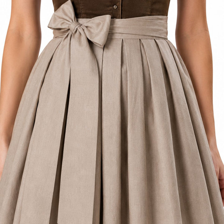 Damen Dirndl Oktoberfest | Klassisches Trachtenkleid mit Bluse, Schürze und figurbetontem Mieder
