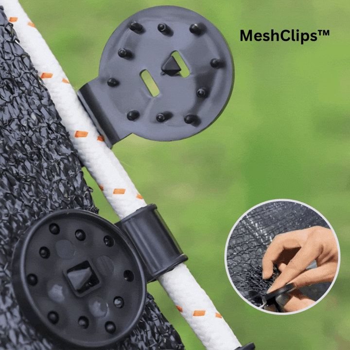 Csipeszek árnyékoló hálóhoz és napellenző ponyvához, 50 darab | Lock-Grip a szél miatti elcsúszás ellen | Kertbe és teraszra | Műanyag fekete, 6×4 cm