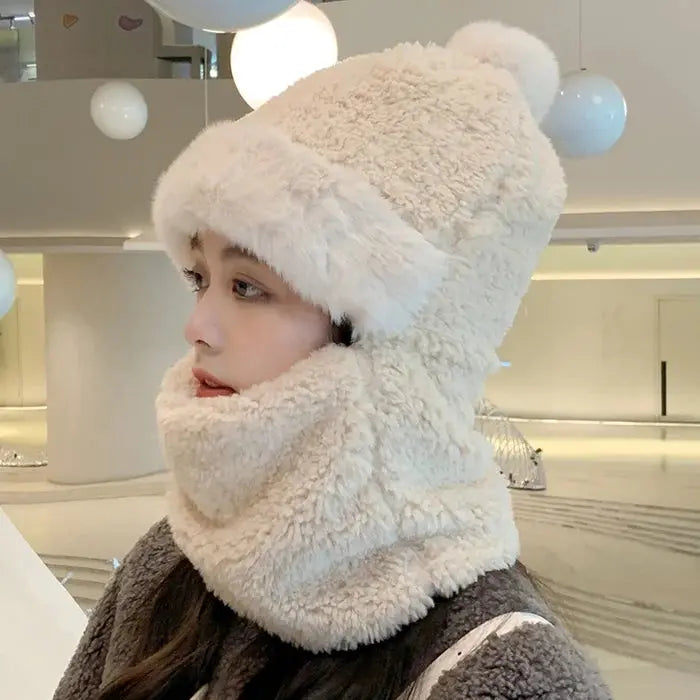 Women’s Winter Hat with Scarf | Fluffy &amp; Windproof | Warm Outdoor Set