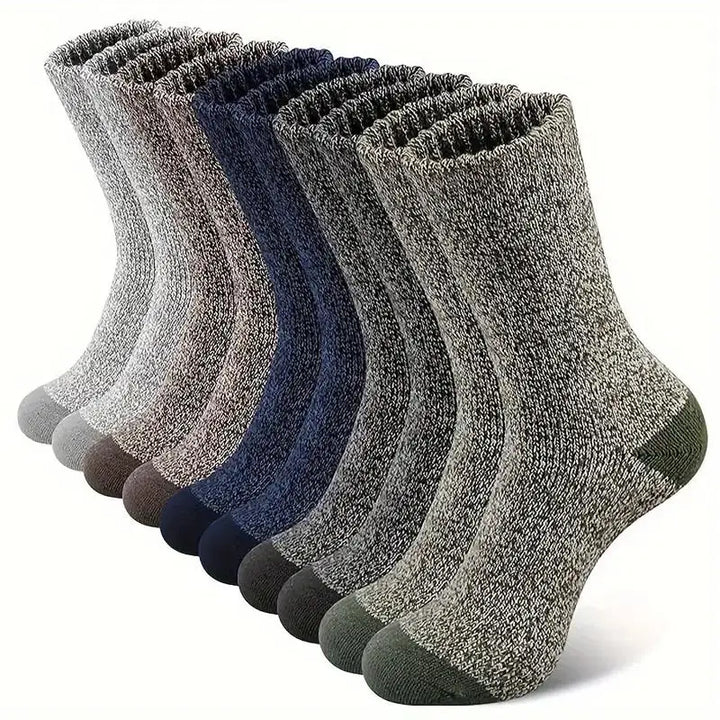 Wandersocken 5er-Set | Warme, gepolsterte Outdoor-Socken mit atmungsaktiver Struktur für Wandern &amp; Winter
