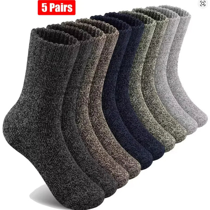 Wandersocken 5er-Set | Warme, gepolsterte Outdoor-Socken mit atmungsaktiver Struktur für Wandern &amp; Winter
