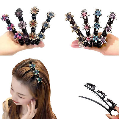 Fermaglio intrecciato con pietre di strass | elegante clip per capelli con forte tenuta | per uso quotidiano e occasioni speciali