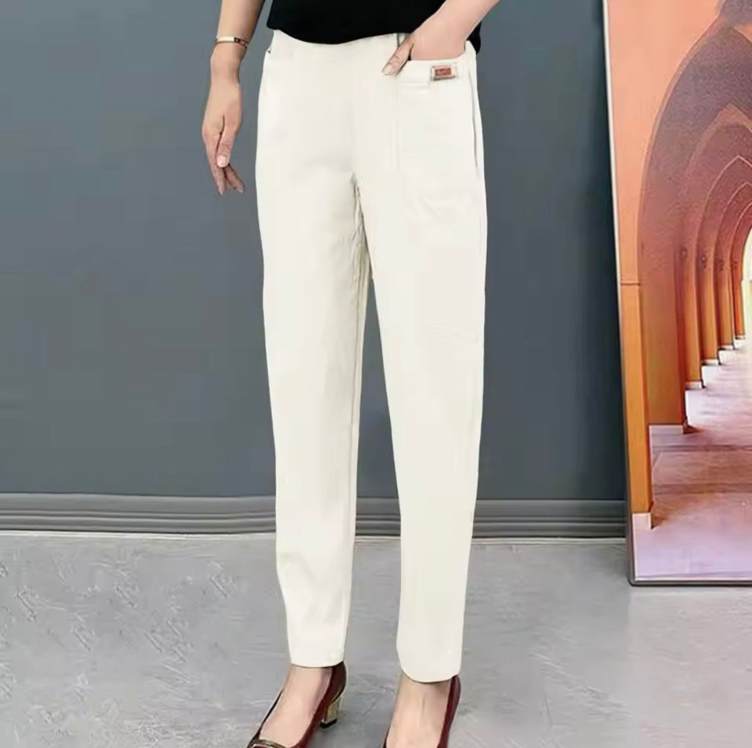 Damen Baumwollhose mit elastischem Bund | Bequeme Freizeithose für Alltag &amp; Büro | Lockerer Schnitt | Größen S–5XL