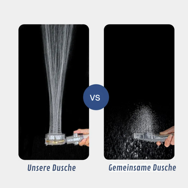 Shower Head with Propeller Turbine &amp; Filter | Noticeably More Pressure &amp; 360° Adjustable | Water Saving, Detachable, Standard Connection