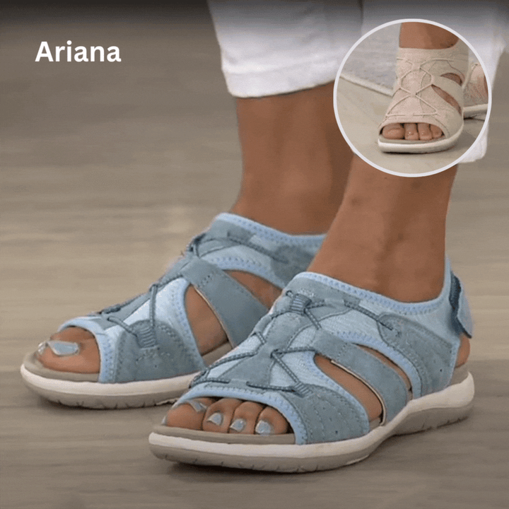 Orthopedic women’s wedge sandals with 3-arch support | Memory nano foam footbed &amp; 3 adjustable straps | Non-slip rubber sole