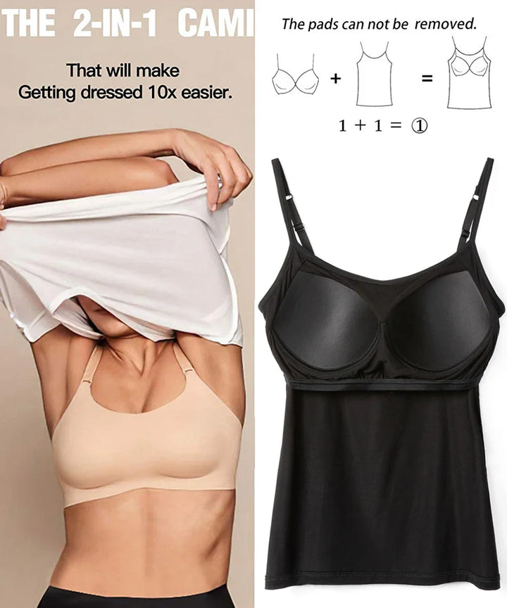 Damen Camisole Top mit integriertem BH | Verstellbare Träger | Atmungsaktiver Stoff &amp; figurbetonter Sitz