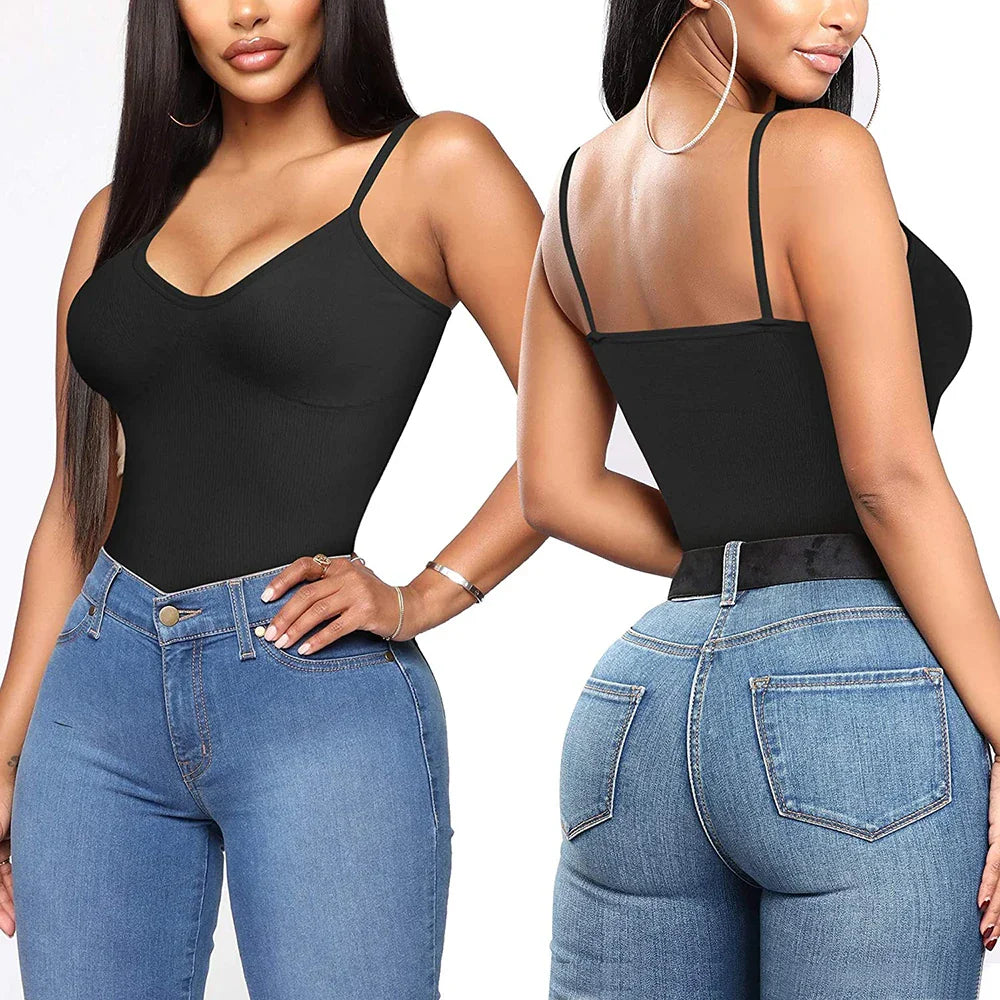 Damen Camisole Top mit integriertem BH | Verstellbare Träger | Atmungsaktiver Stoff &amp; figurbetonter Sitz