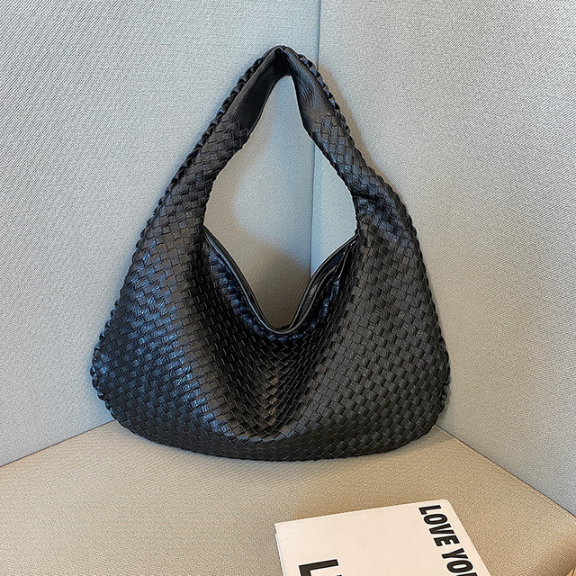 Damen Tragetasche | Geflochtene Handtasche aus veganem Leder mit großem Hauptfach