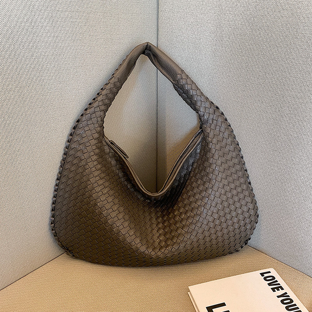 Damen Tragetasche | Geflochtene Handtasche aus veganem Leder mit großem Hauptfach