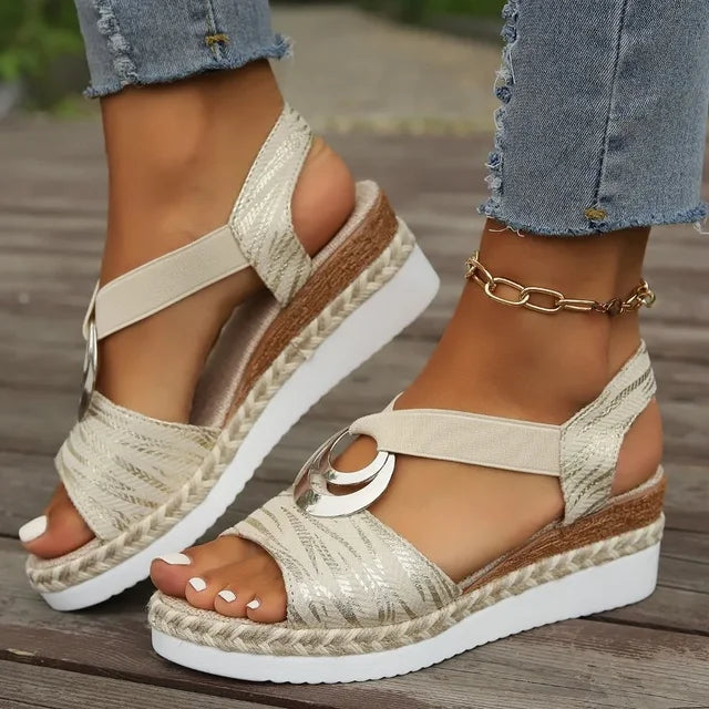 Damen Keilabsatz-Sandalen | Mittlerer Absatz 3–5 cm &amp; PU-Futter | Veronica™ Sommer Sandalen