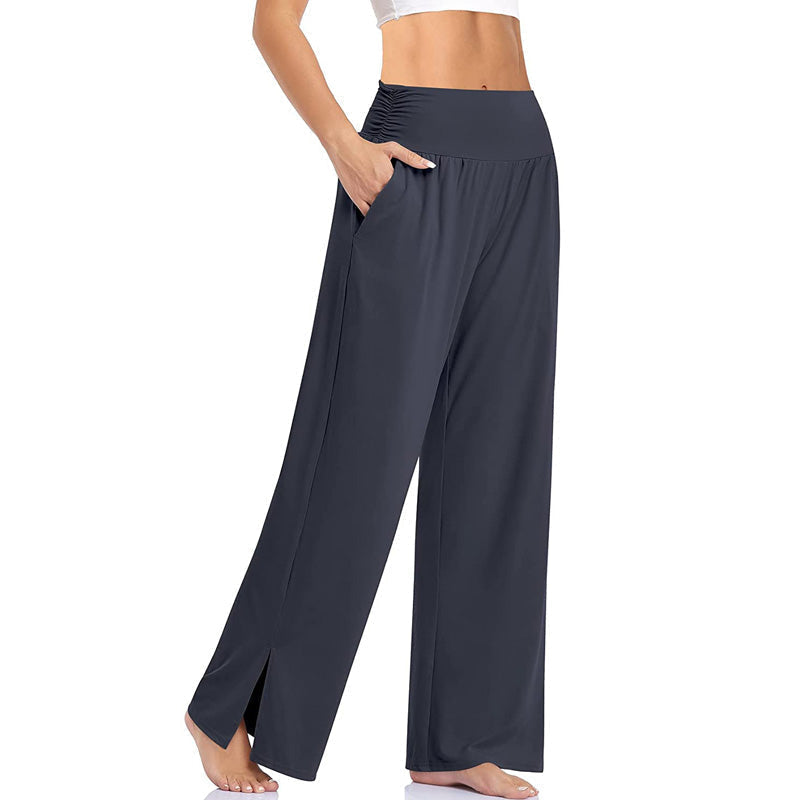 Damen Palazzo Hose | Lässige Hose mit weitem Bein und Taschen